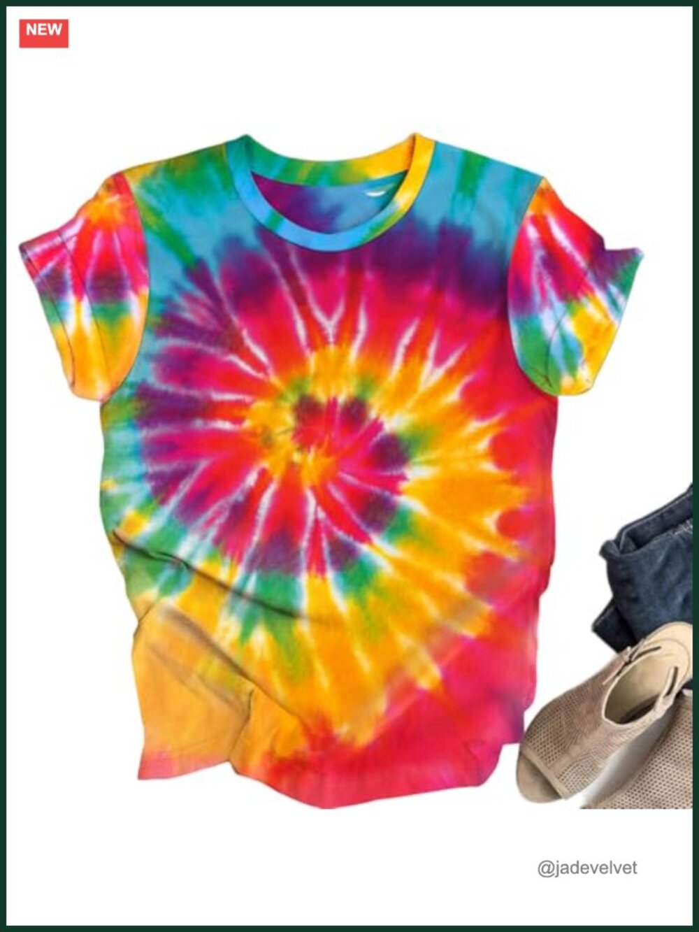 Hippie Tie Dye Peace Sign T-Shirt Short Sleeve Crew Neck 60s 70s Retro Tee